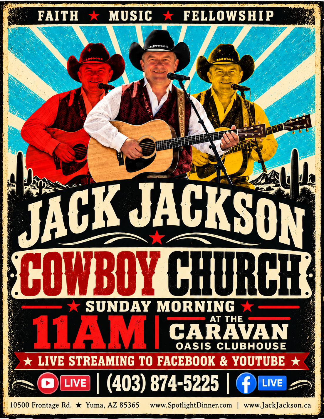 Jack Jackson Cowboy Church — Sunday morning 11:00 AM MST, live streaming to Facebook and YouTube