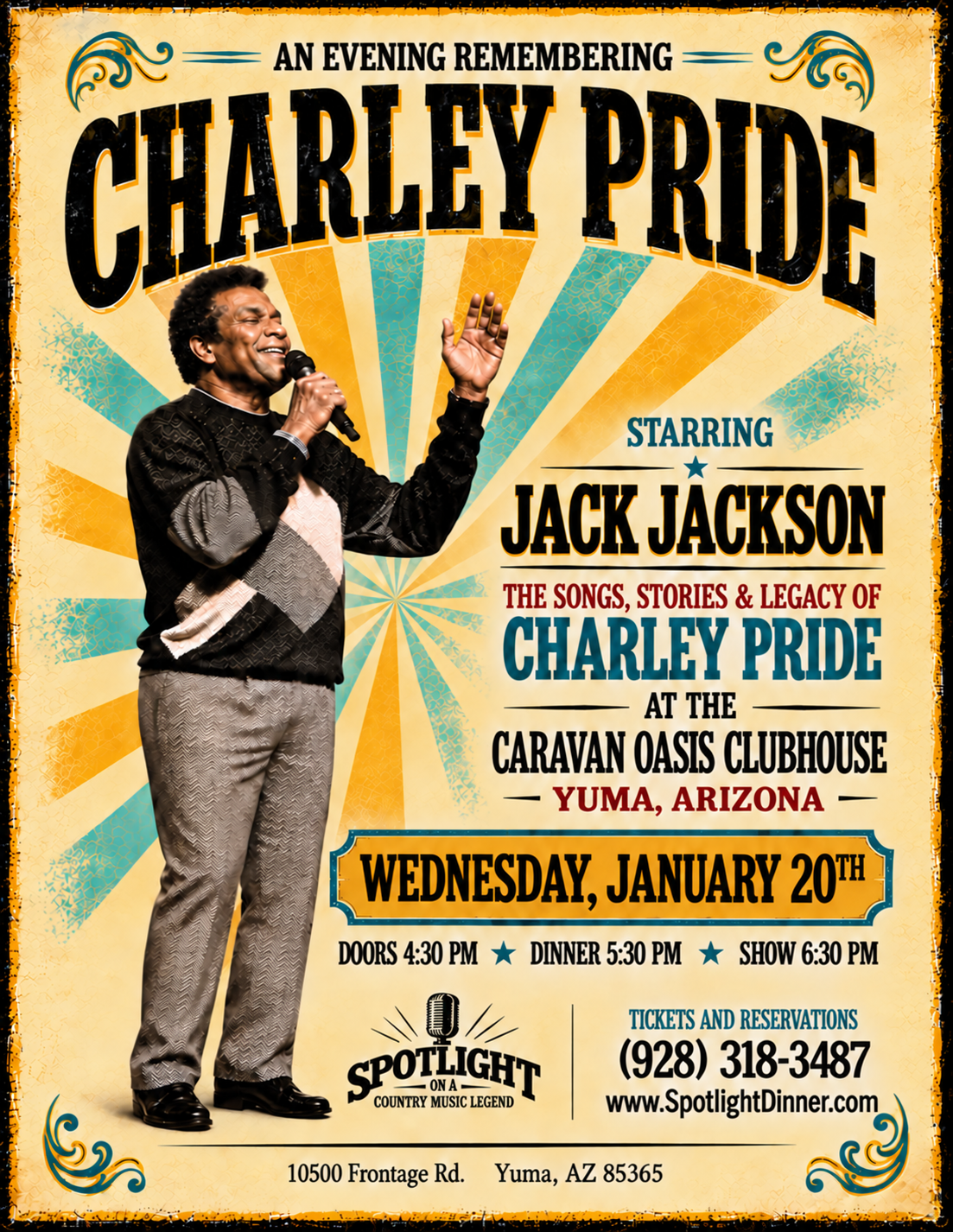 Charley Pride — January 20, 2027 dinner show poster