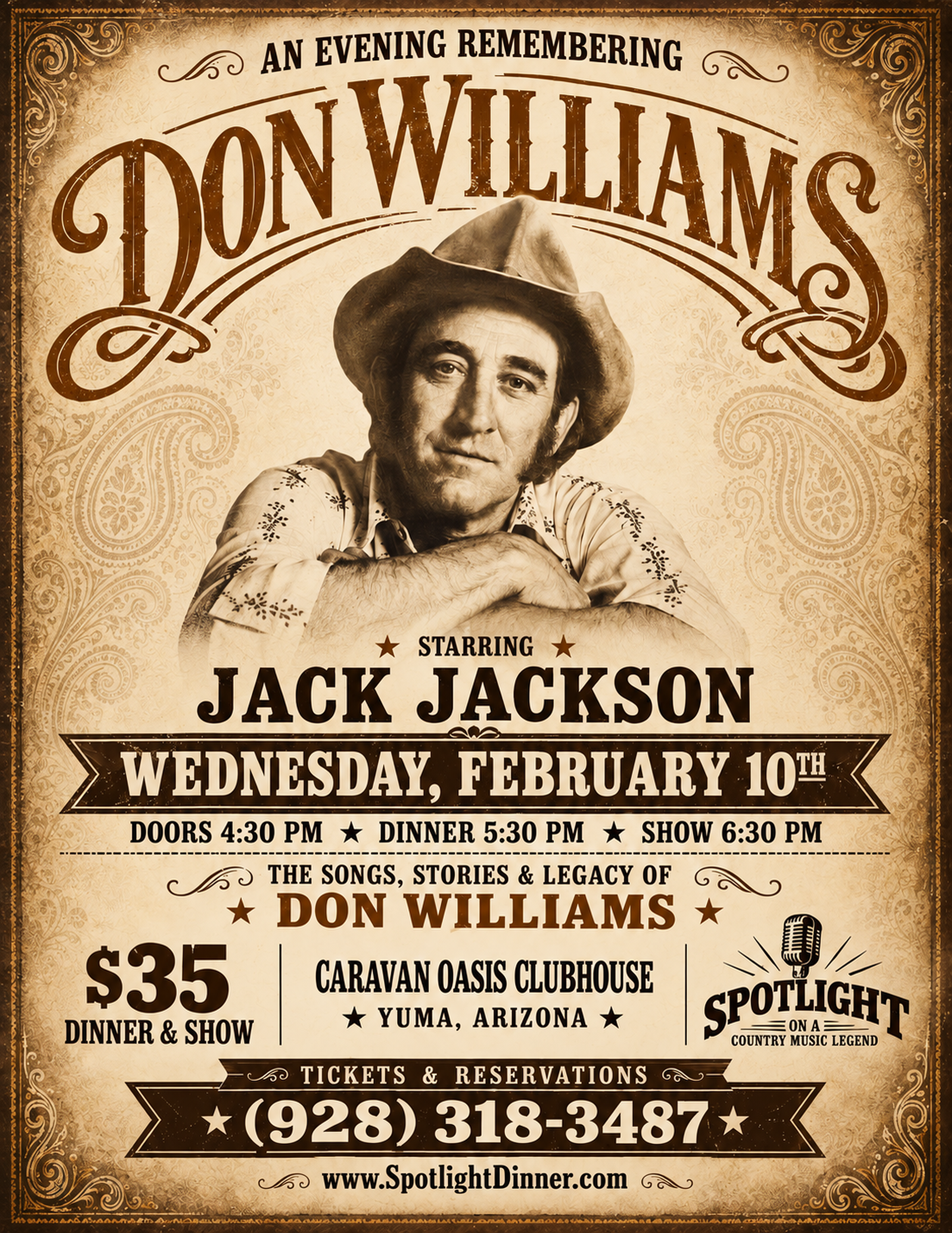 Don Williams — February 10, 2027 dinner show poster