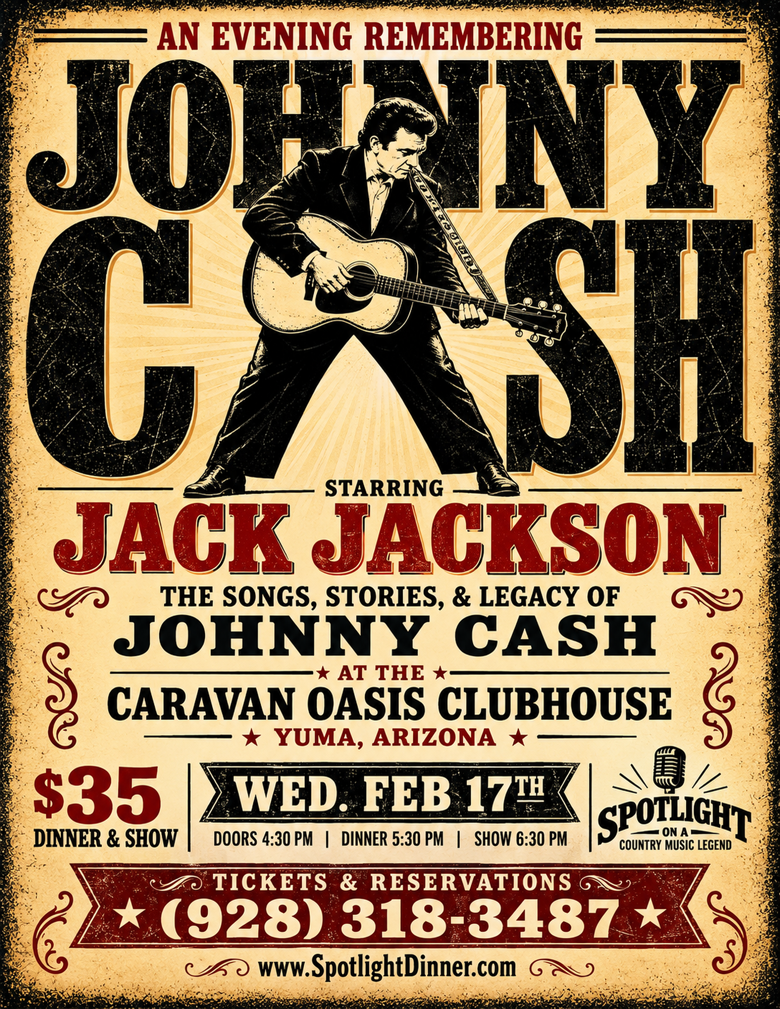 Johnny Cash — February 17, 2027 dinner show poster
